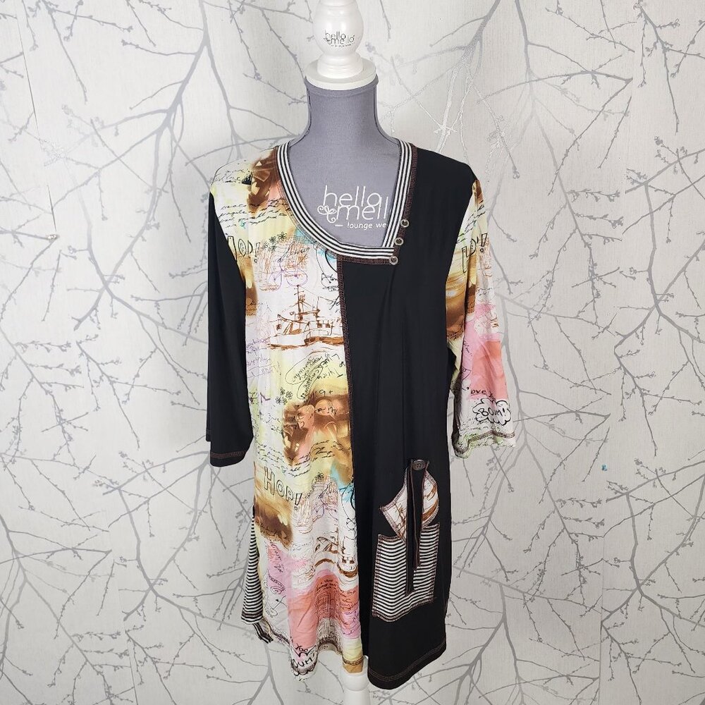 Designs by SAD Stretch Knit Arsty Patchwork Tunic